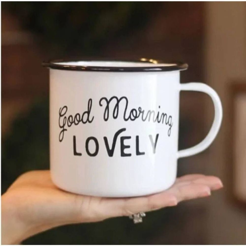 Creative co-op enamel mug good morning lovely